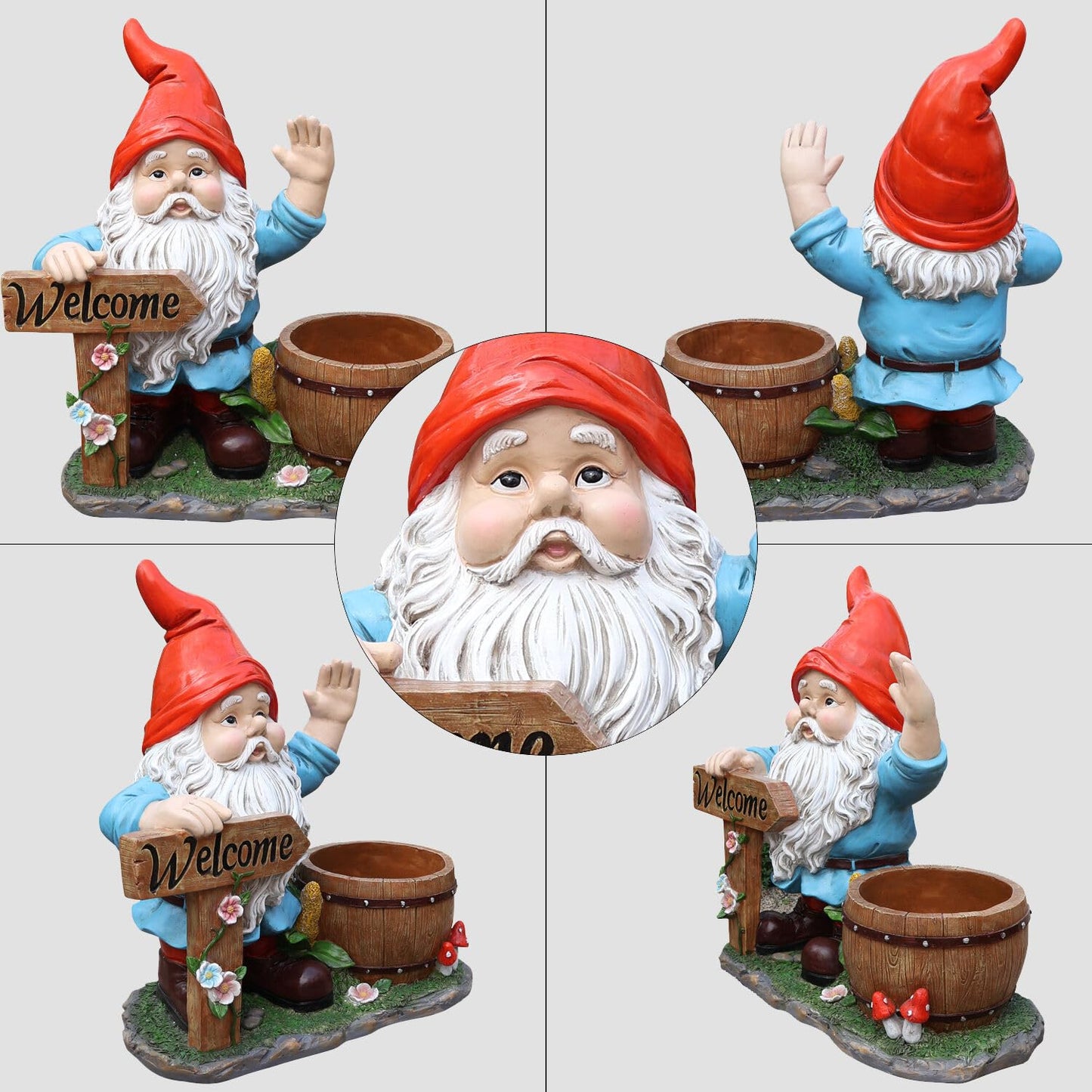 Outdoor Garden Sculpture Gnome Flower Pot Planter - Unique Yard Statue Decoration, Interesting Law Outdoor Ornament