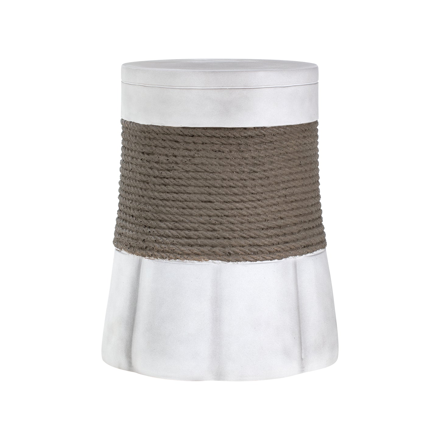 Outdoor Light Gray & Brown Retro Woven Rope & Fan-Base MGO Side Table – End Table for Home, Office, Living Room & Outdoor