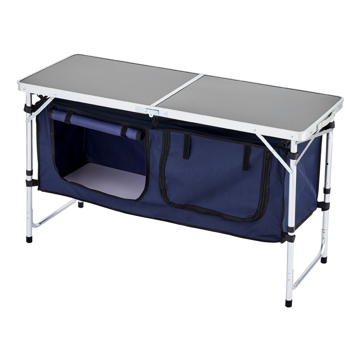 Camping Kitchen Table Folding Portable Cook Station 3 Adjustable Height Aluminum