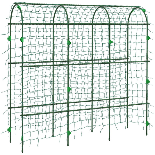 Outsunny Cucumber Trellis, 6' Tall Arch Trellis for Climbing Plants Outdoor, A-Frame, with Plastic Coated Steel Frame and Climbing Net, Support Vegetables, Peas, Fruit & Vines, Green