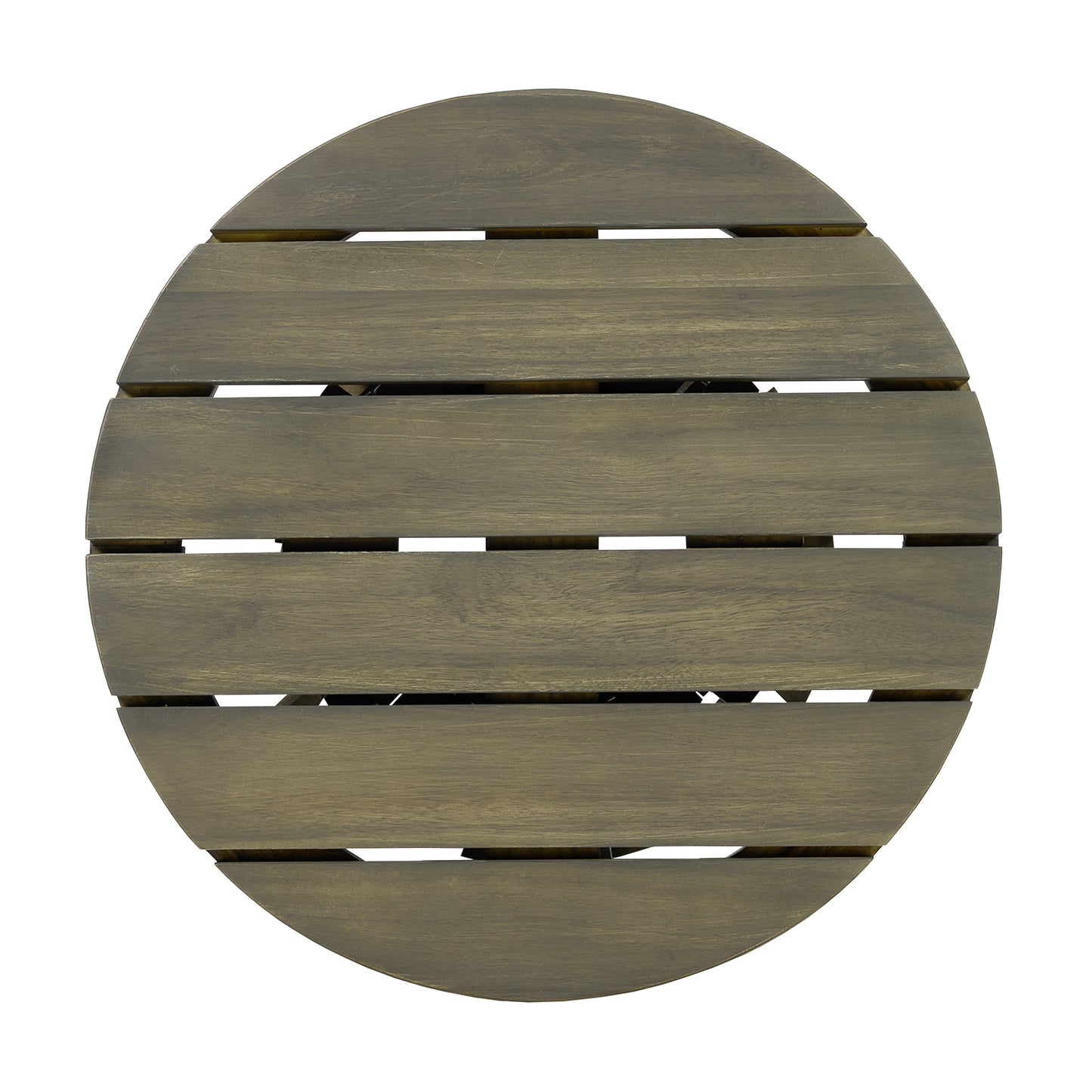 Outdoor Acacia Wood Patio Side Table, Round Coffee Table for Backyard, Lawn, Balcony,Grey Finish