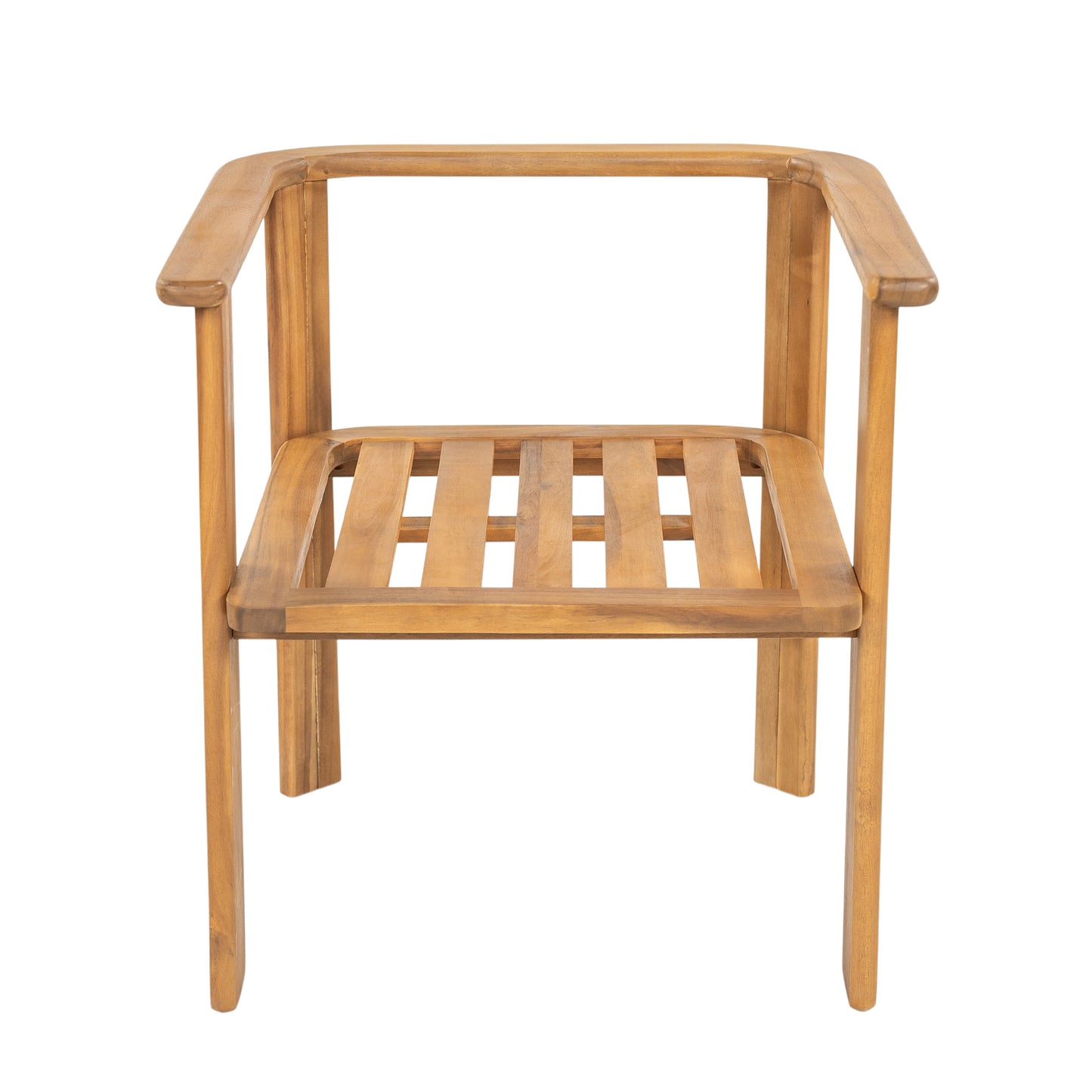Kaja Outdoor Acacia Wood Dining Chair, Teak Finish Frame With Beige Cushion, Set of 2