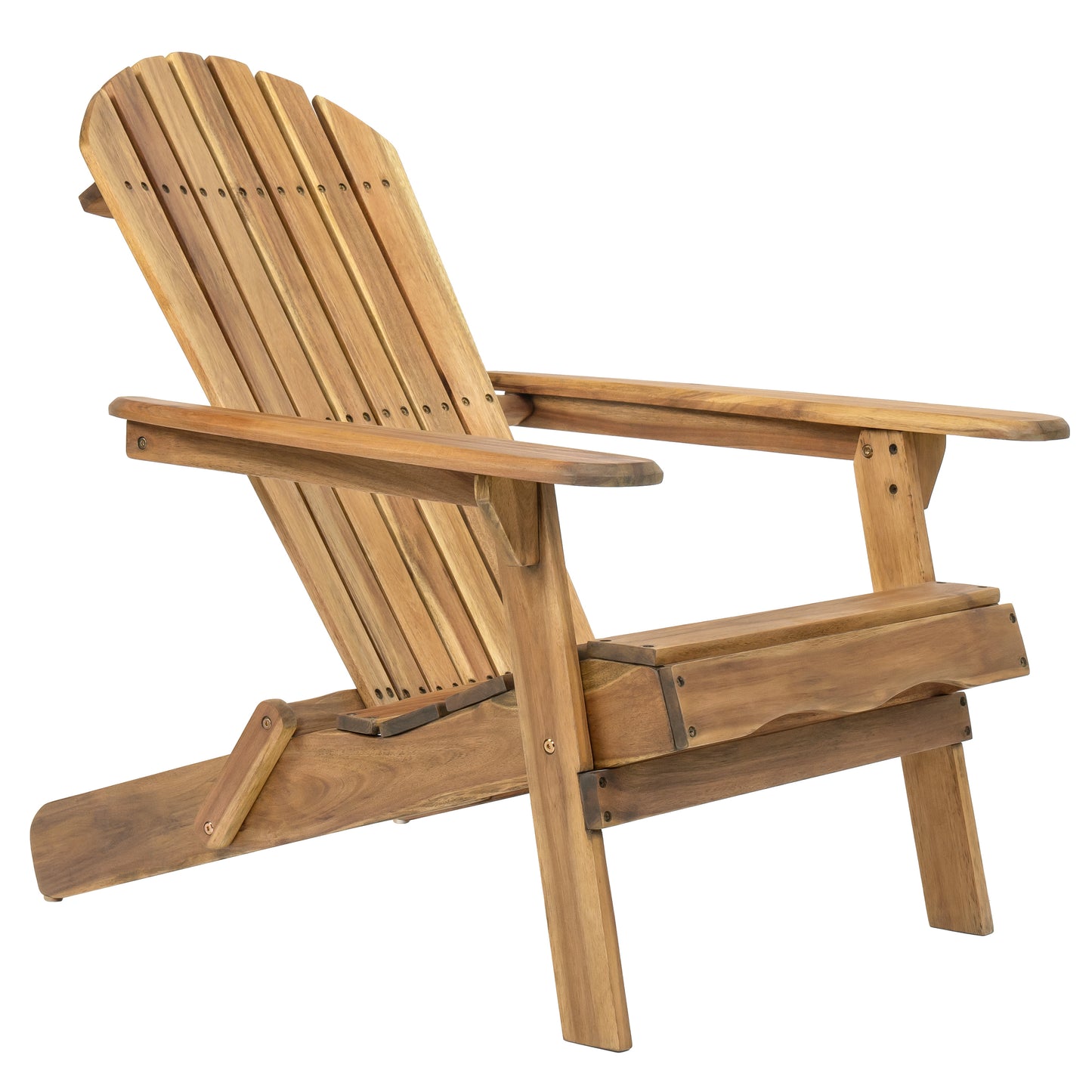Folding Adirondack Chair Wooden Accent Furniture Lounge Chairs,Foldable Design for Patio & Garden Relaxation with Slatted Back & Wide Armrests- Teak Finish(Original SKU:57702.00NTLS/N770P241668M)