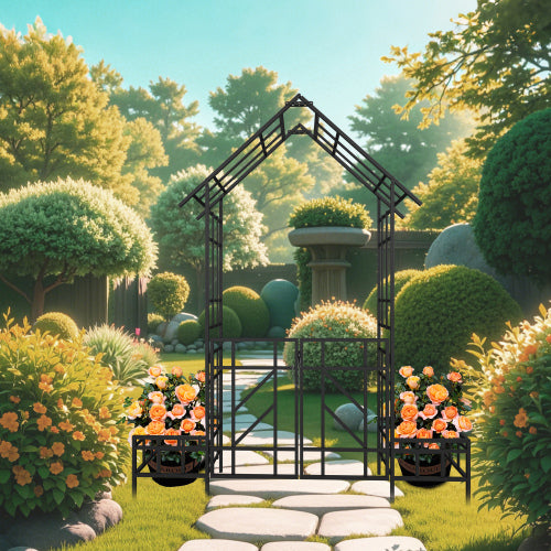 Black 97.2 in. H Metal Adjustable Width Trellis for Climbing Plants Outdoor Flower Support