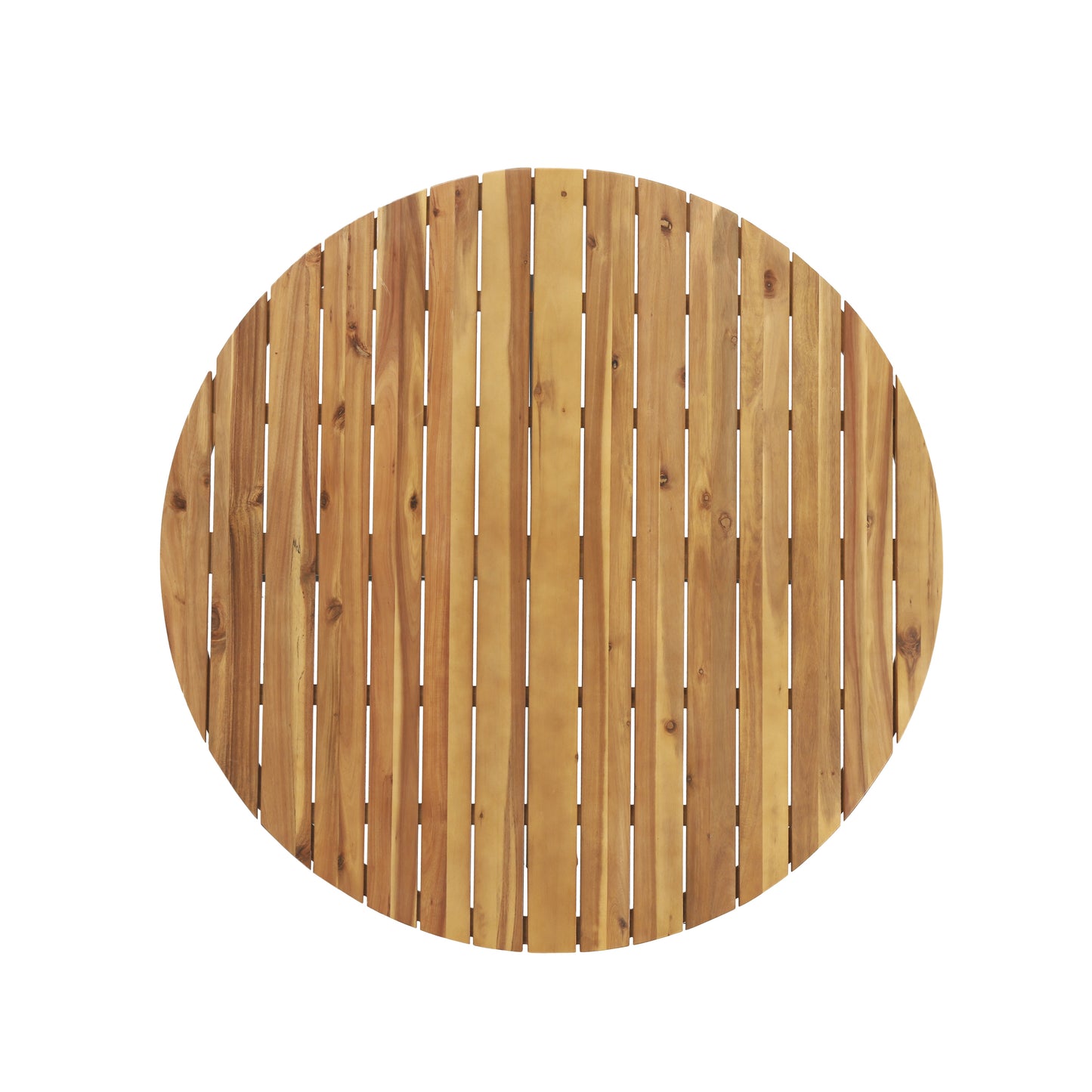 Outdoor Dining Table, Teak Acacia Wood Tabletop and Black Metal Leg