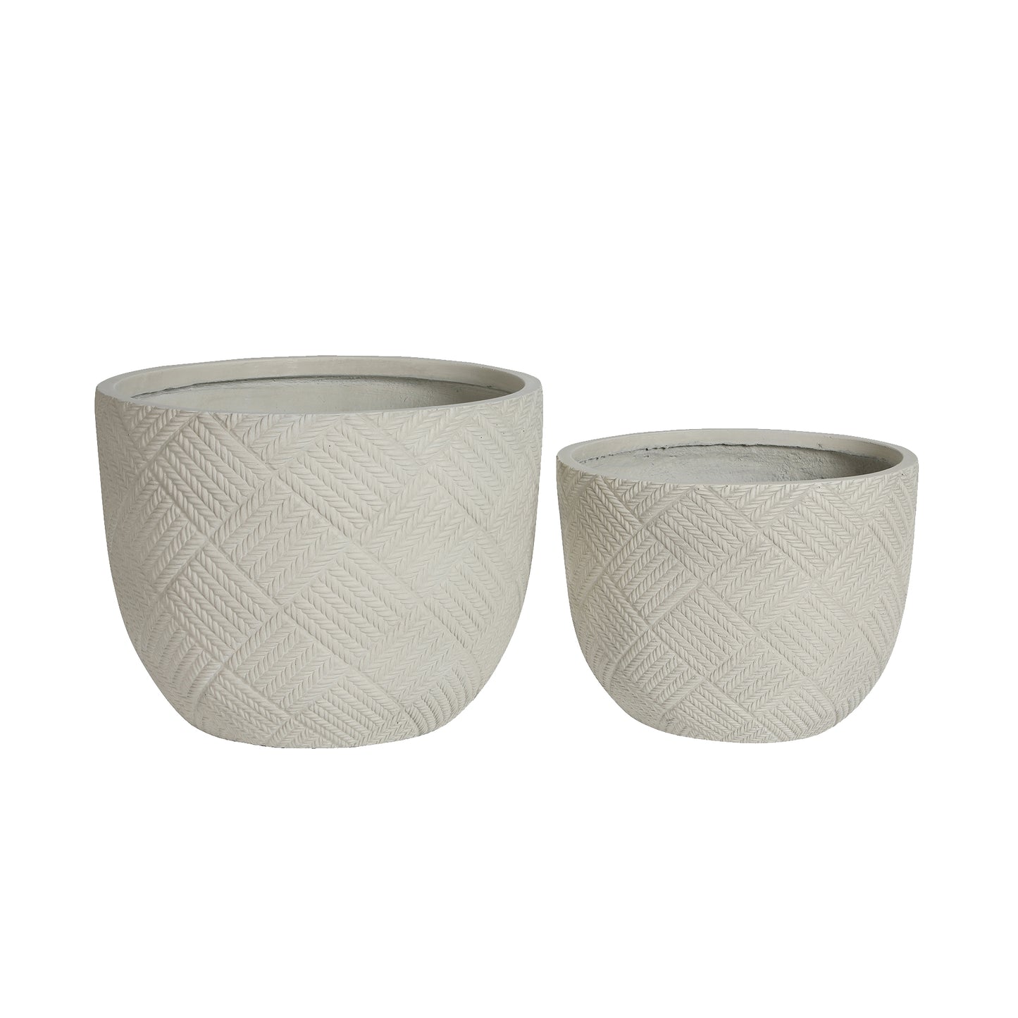 Round Concrete Planter Set of 2, Large Outdoor Indoor Handmade Rustic Decorative Planter Pots with Drainage Holes for Home Garden Patio, 15" x 11" & 18" x 14"  (grey)