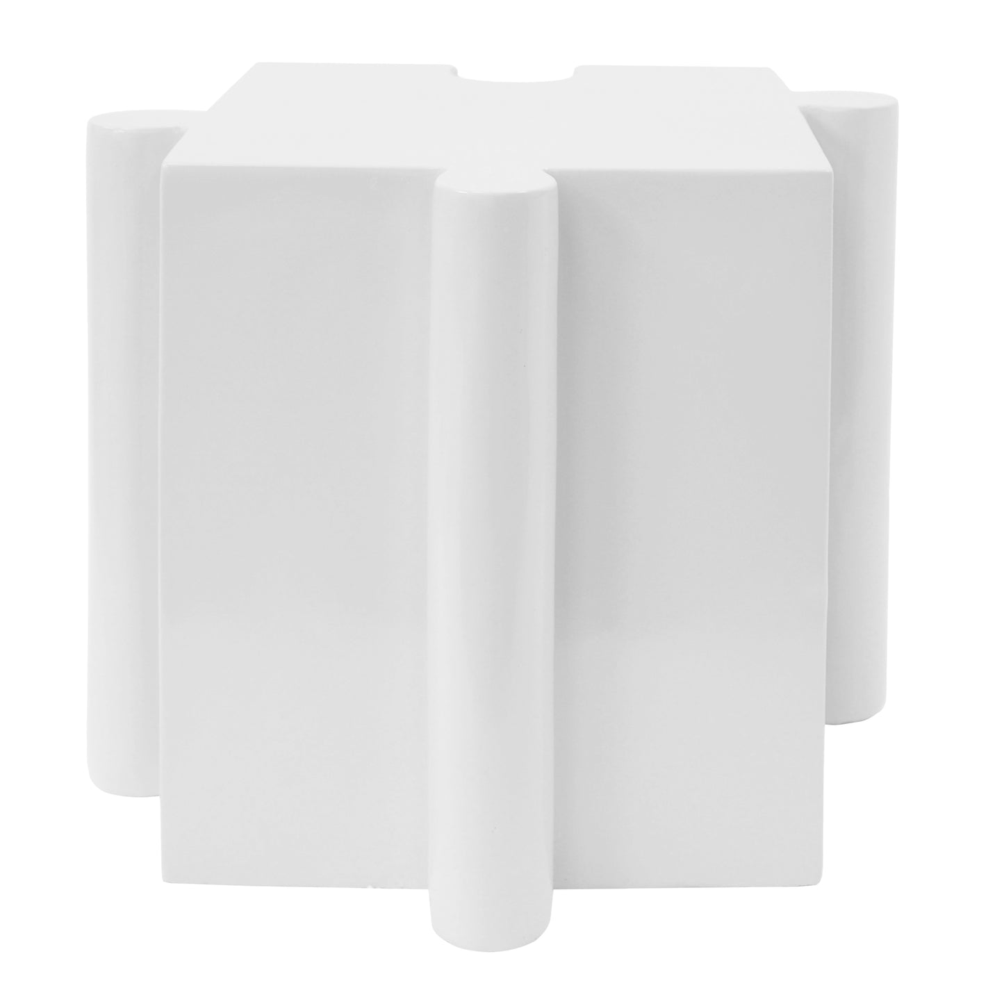 Puzzle Art Side Table, Modular Convex Edge MGO Table - Buy Singles or Combine for Custom Layouts,  Indoor & Outdoor,White Color