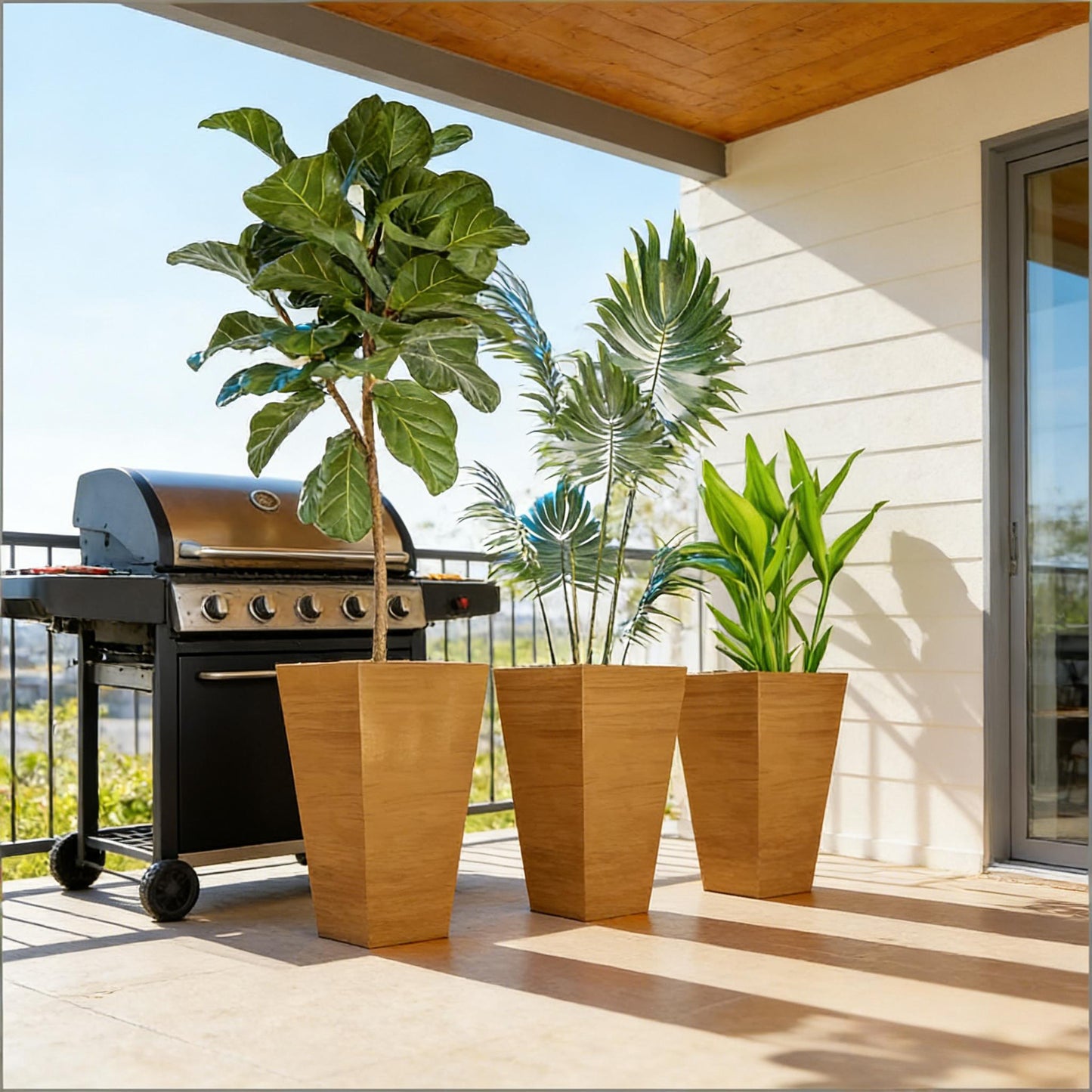 Classic Planter,Outdoor Planter,Set of 3 Tall Planters