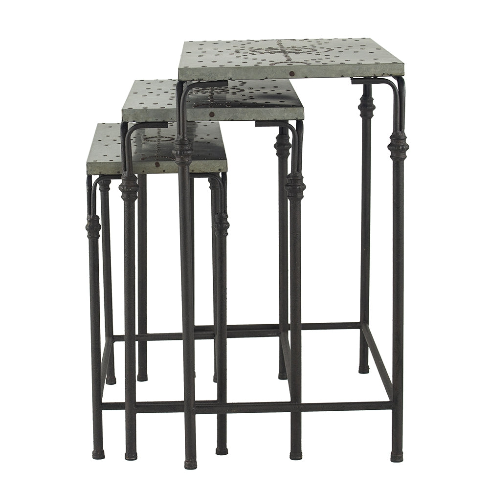 Set of 3 The Gilbert Nesting Tables Metal Plant Stand, L:24x14x26" M:21.5x11.5x23" S:19x9x20"