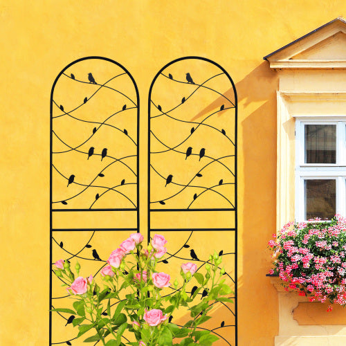 4 Pack Metal Garden Trellis 71" Tall Outdoor Climbing Plant Support for Roses, Flowers, Rustproof Durable Black Galvanized Tube, Lawn Garden Fence Decor Screen