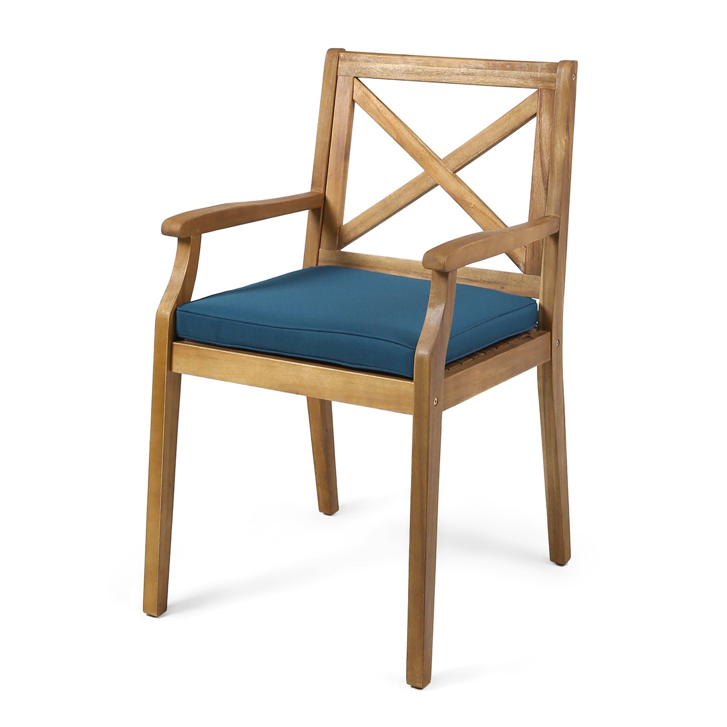 PERLA DINING CHAIR,2PCS with 2 Blue Cushions,for Backyard, Poolside, Garden
