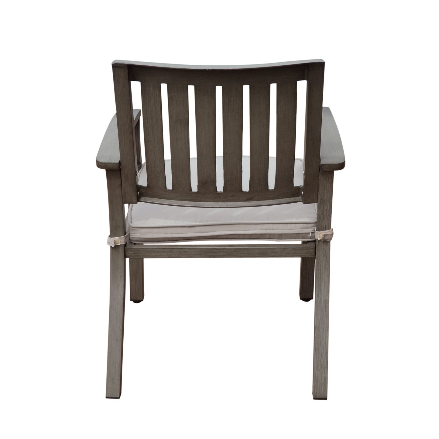 Outdoor Modern Aluminum Dining Chair with Cushion (Set of 2), Dark Gray and Silver