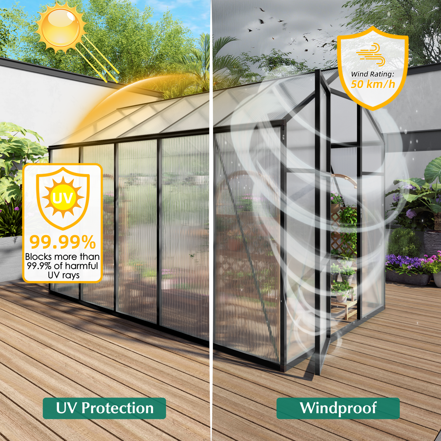 Newly marketed Gain height windproofaluminum greenhouse 6x10 FT Polycarbonate Greenhouse Raised Base and Anchor Aluminum Heavy Duty Walk-in Greenhouses for Outdoor Backyard in All Season