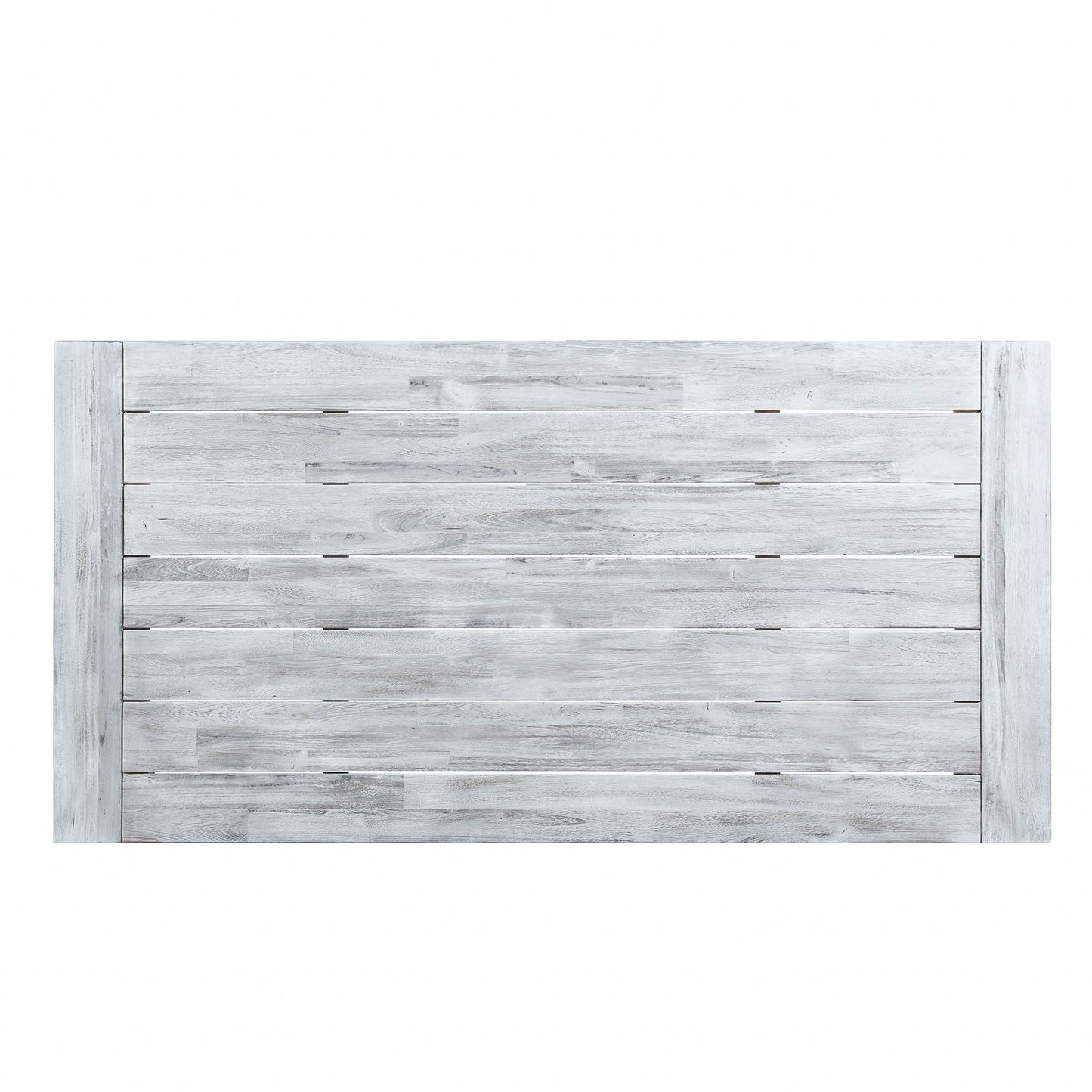 Outdoor Light Grey Sandblast Finish Acacia Wood Dining Table with Black Rustic Metal Finish Frame