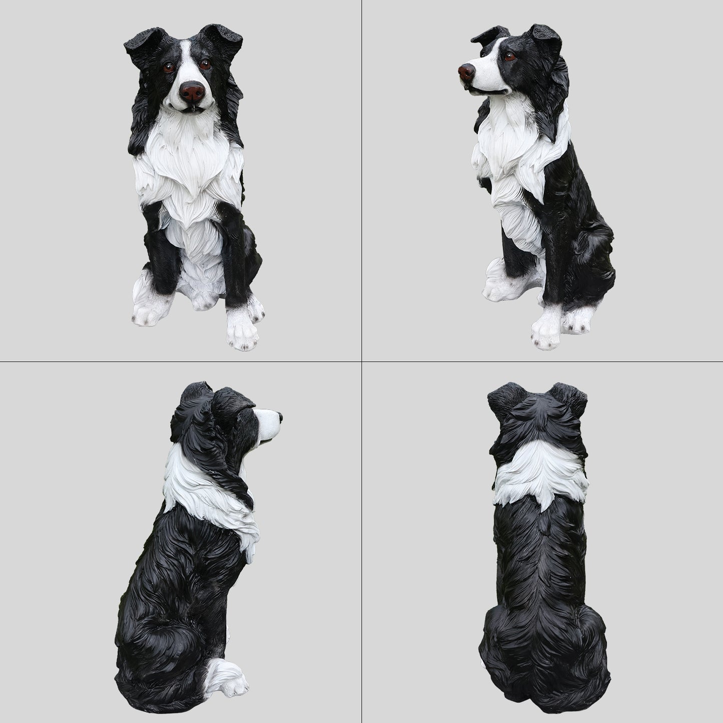 Outdoor Garden Border Collie Dog Statue Greeter  Dog Welcome Sign Garden Decor – Cute Puppy Sculpture