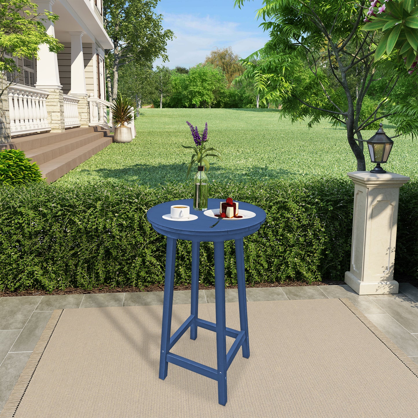 Patio Bar Table,Outdoor Bar Table for Deck,Pool(Blue)