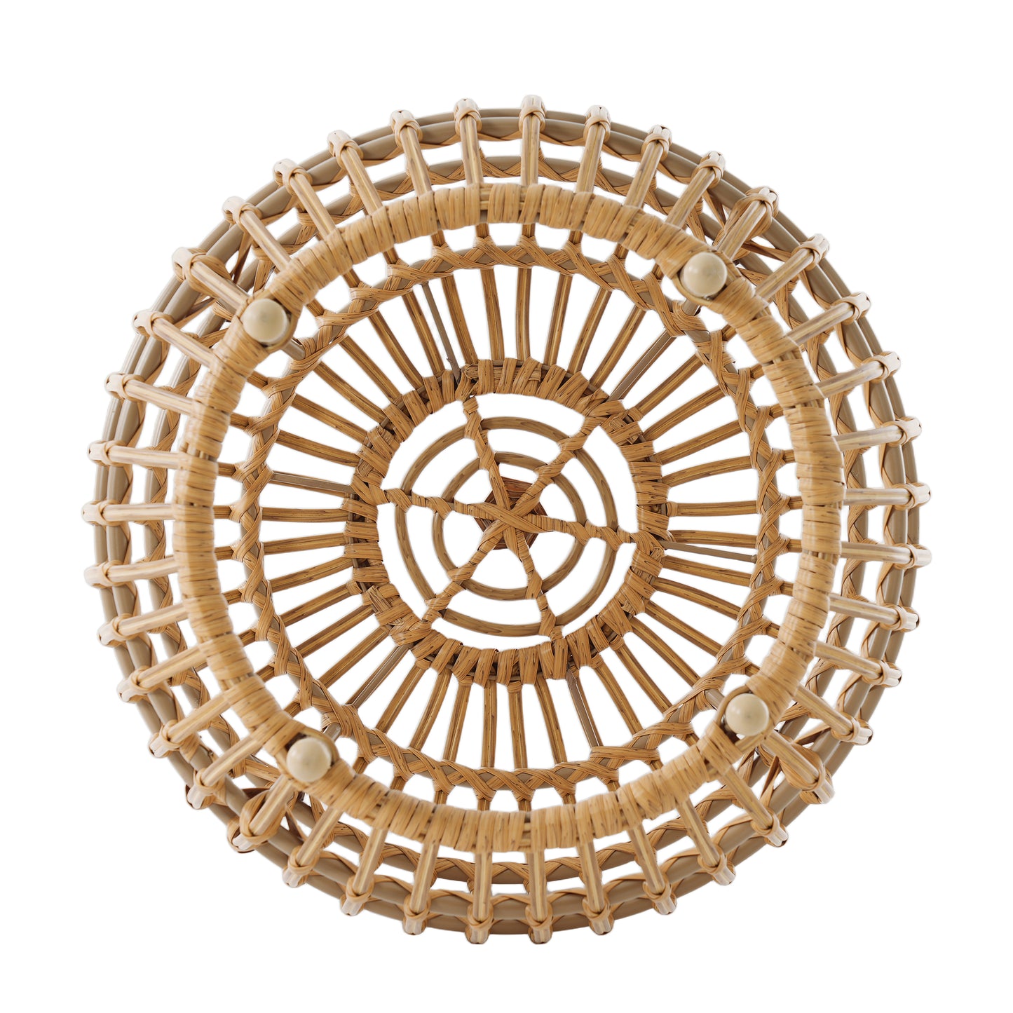 OTTAWA Side Table-Bohemian Faux Rattan Weave Accent Table for Indoor Outdoor Use, Handcrafted Round Side Table for Living Room, Patio, Garden,Light Brown Color