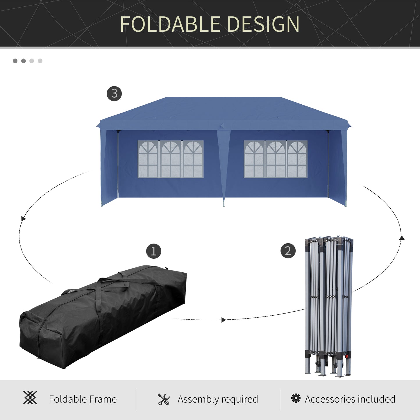 Outsunny 10' x 20' Pop Up Canopy Tent with 4 Sidewalls, Heavy Duty Tents for Parties, Outdoor Instant Gazebo with Carry Bag, for Outdoor, Garden, Patio, Blue