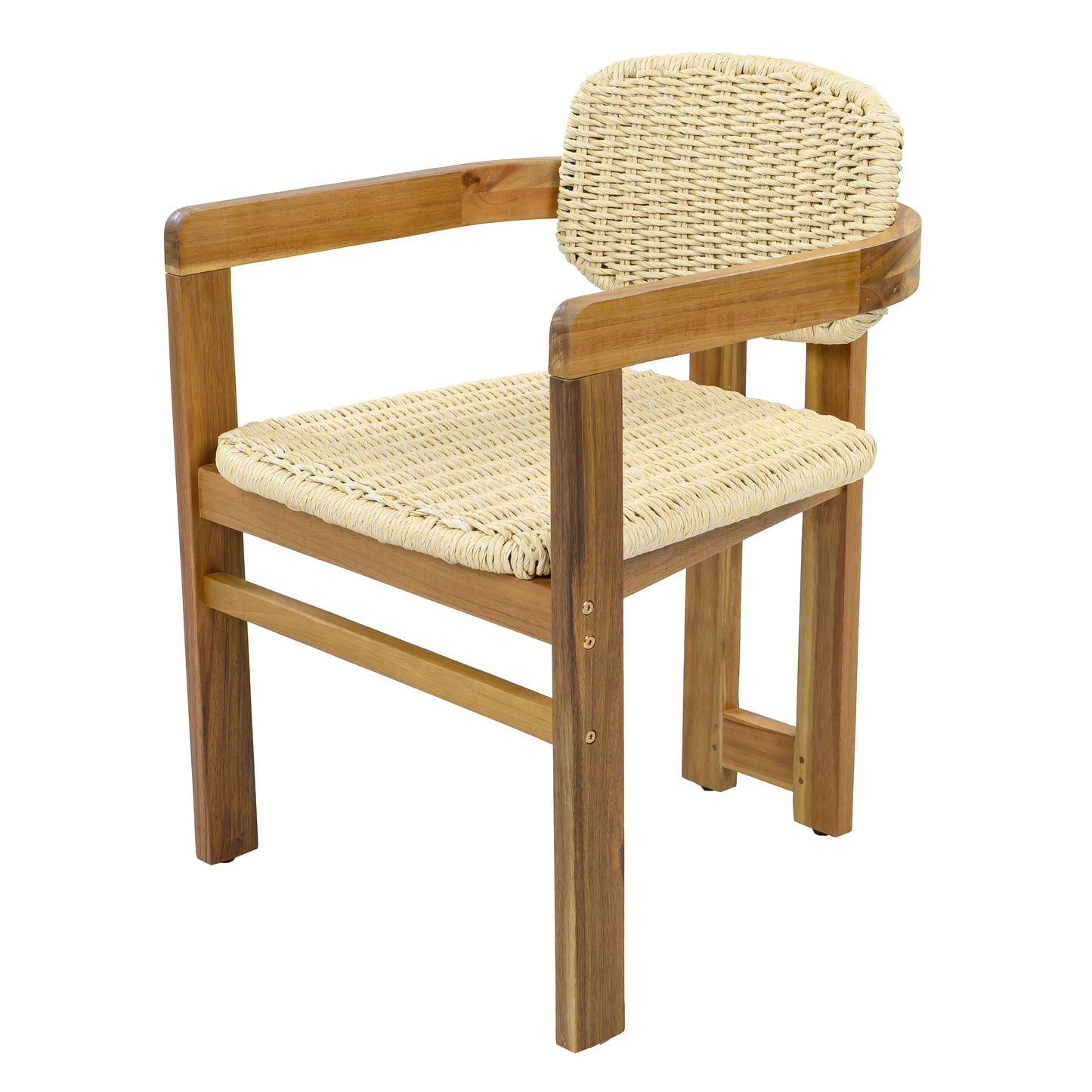 Outdoor Woven Rattan Chair Set Two Accent Chairs Stylish Outdoor Armchairs 2 Person Seating Group Ergonomic Garden Chairs for Patio, Outdoor, Teak Finish+Natural Rattan