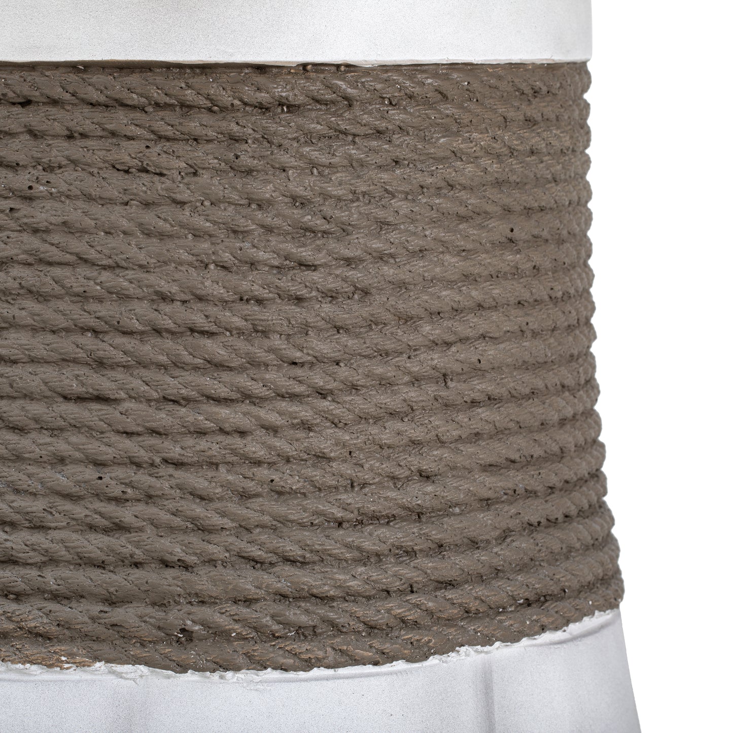 Outdoor Light Gray & Brown Retro Woven Rope & Fan-Base MGO Side Table – End Table for Home, Office, Living Room & Outdoor