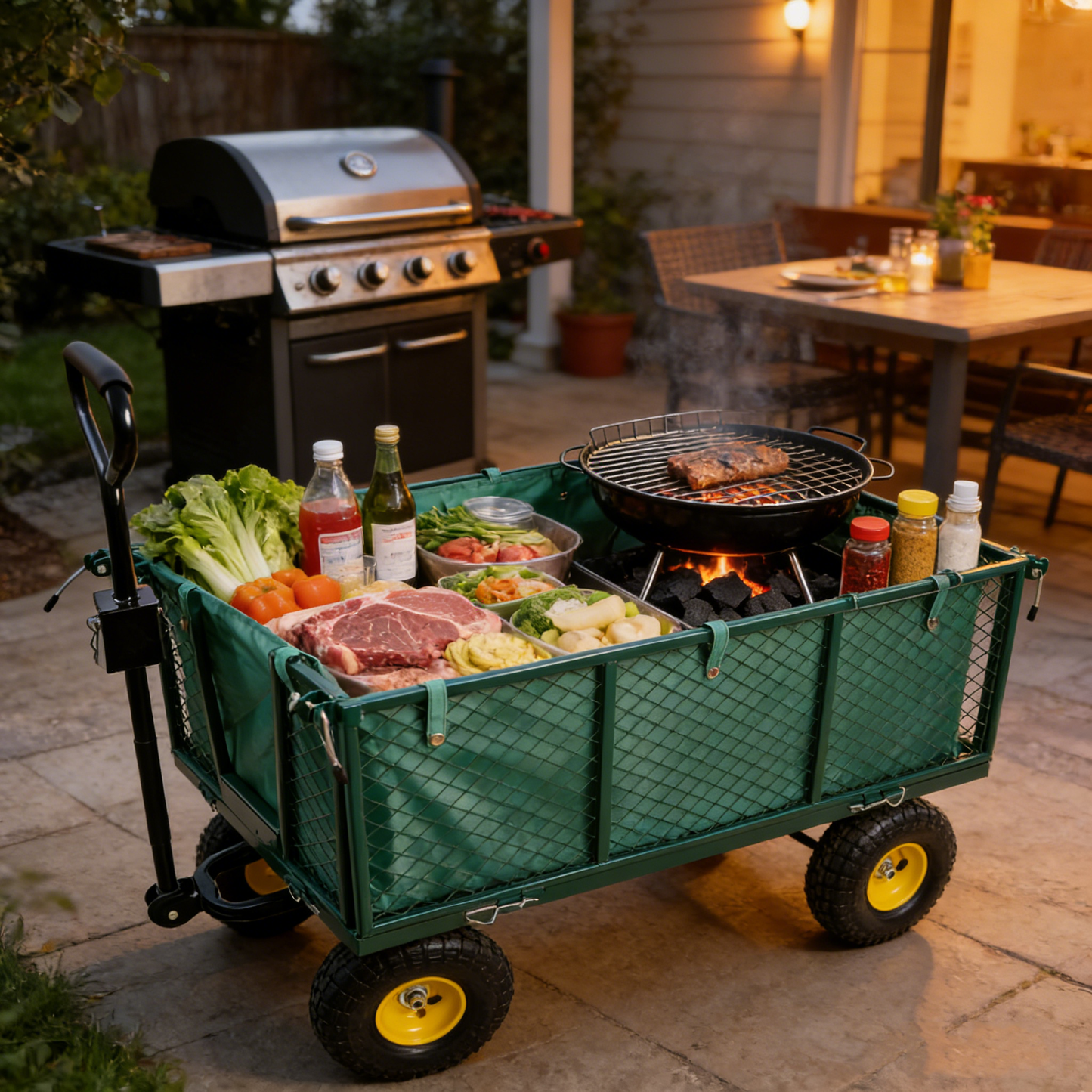 Flower Cart Garden Flower Cart is easier to transport firewood (green+cloth bag)