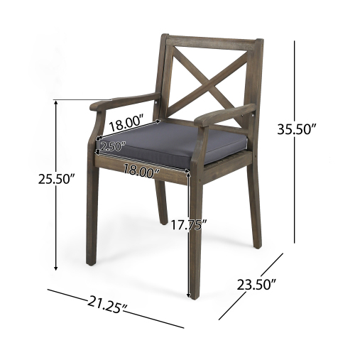 PERLA DINING CHAIR,2PCS with 2 Cushions,grey