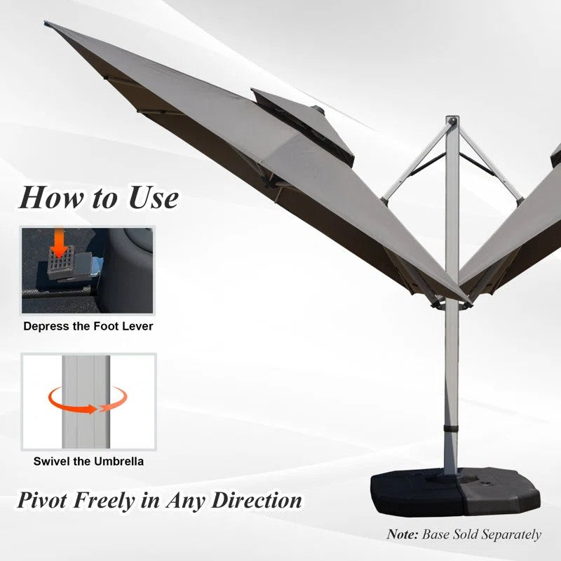 9 ft. Aluminum Cantilever Tilt Patio Umbrella with Center Pole, Gray (Base Not Included)