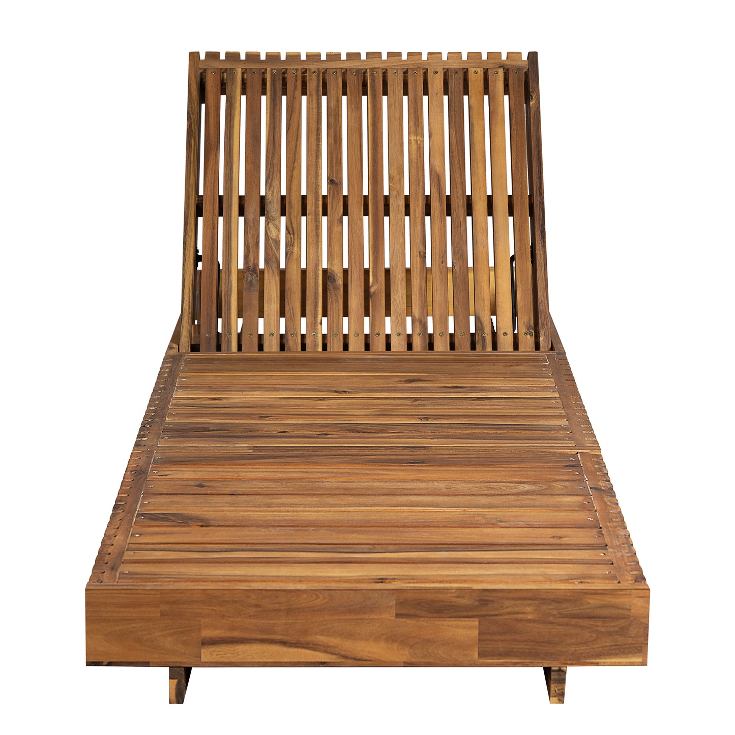 Outdoor Chaise Lounge Chair with 6-Position Adjustable Backrest,Acacia solid wood,TEAK COLOR (Only LOUGNE FRAME, Not include Cushion)