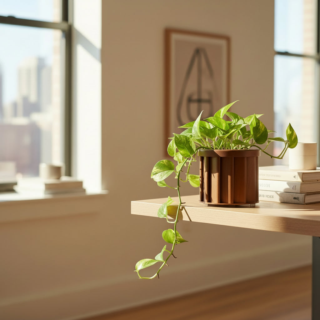 Round Strata Planter SM - Dark Brown