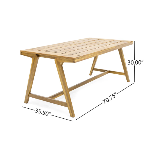 Modern Outdoor Dining Table, Acacia Wood Patio Table with Teak Finish - Weather-Resistant Garden, Poolside Deck Dining Set for 4-6 People (Original SKU:74463.00)