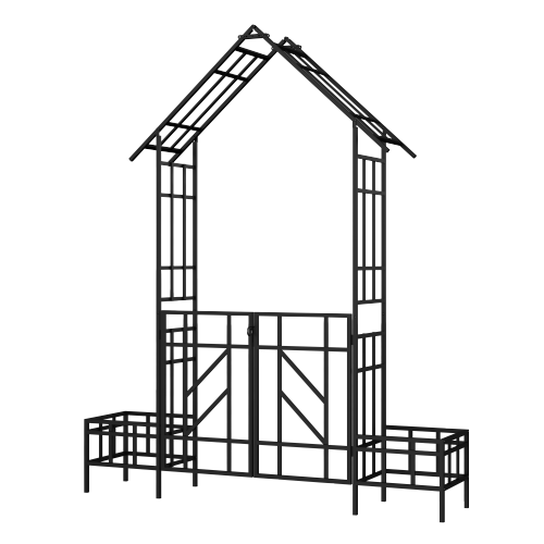 Black 97.2 in. H Metal Adjustable Width Trellis for Climbing Plants Outdoor Flower Support