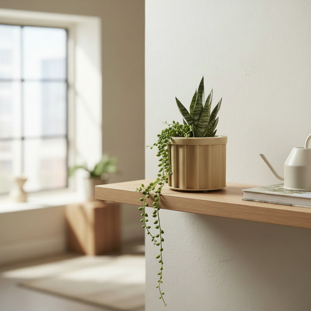Round Strata Planter SM - Beige Brown
