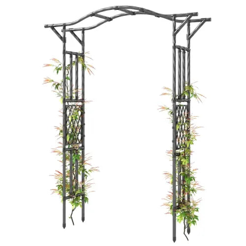 94 .5 in. H x 55 in. W Metal Garden Arch, Climbing Plants Trellis, Outdoor Garden Wedding Party Events, Black