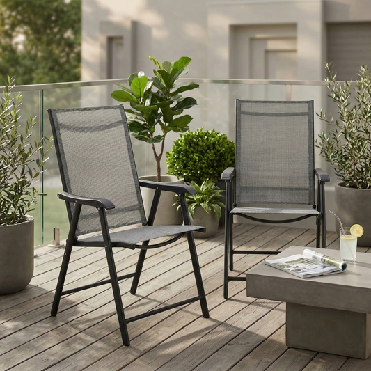 Outdoor Patio Chairs Set of 2 Stackable Portable for Deck, Garden, Camping and Travel