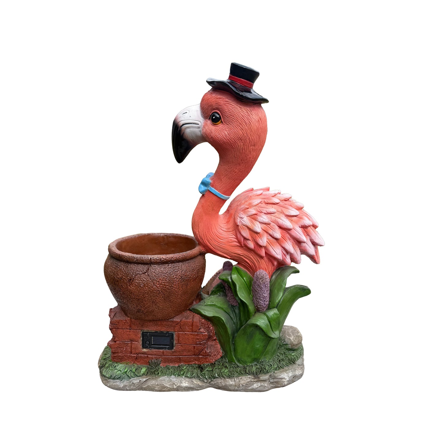 Outdoor Garden Sculpture Flamingo Flower Pot Planter - Unique Yard Statue Decoration, Interesting Law Outdoor Ornament