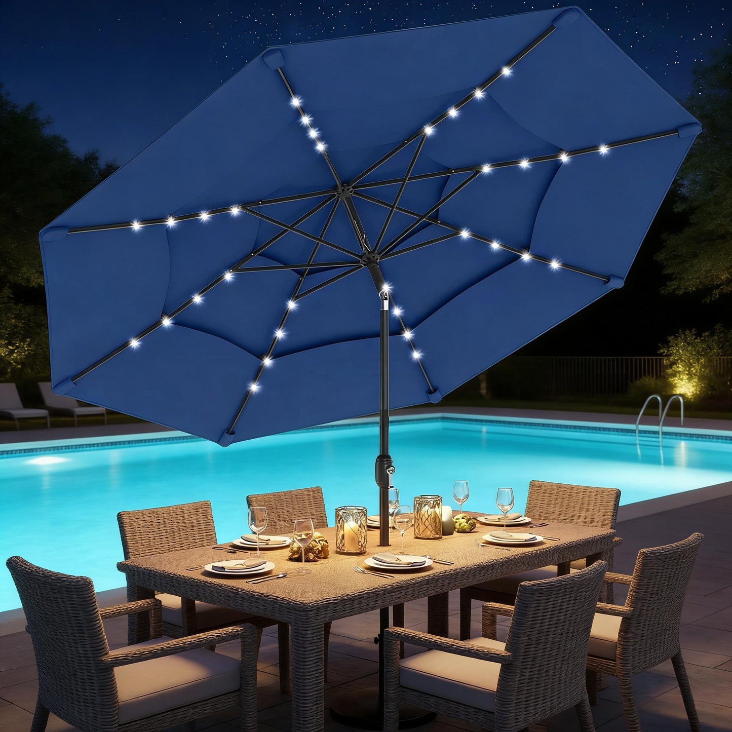 Garden Umbrella,3 Tier Outdoor Table Umbrella,Outdoor Patio Umbrella (Only Umbrella)