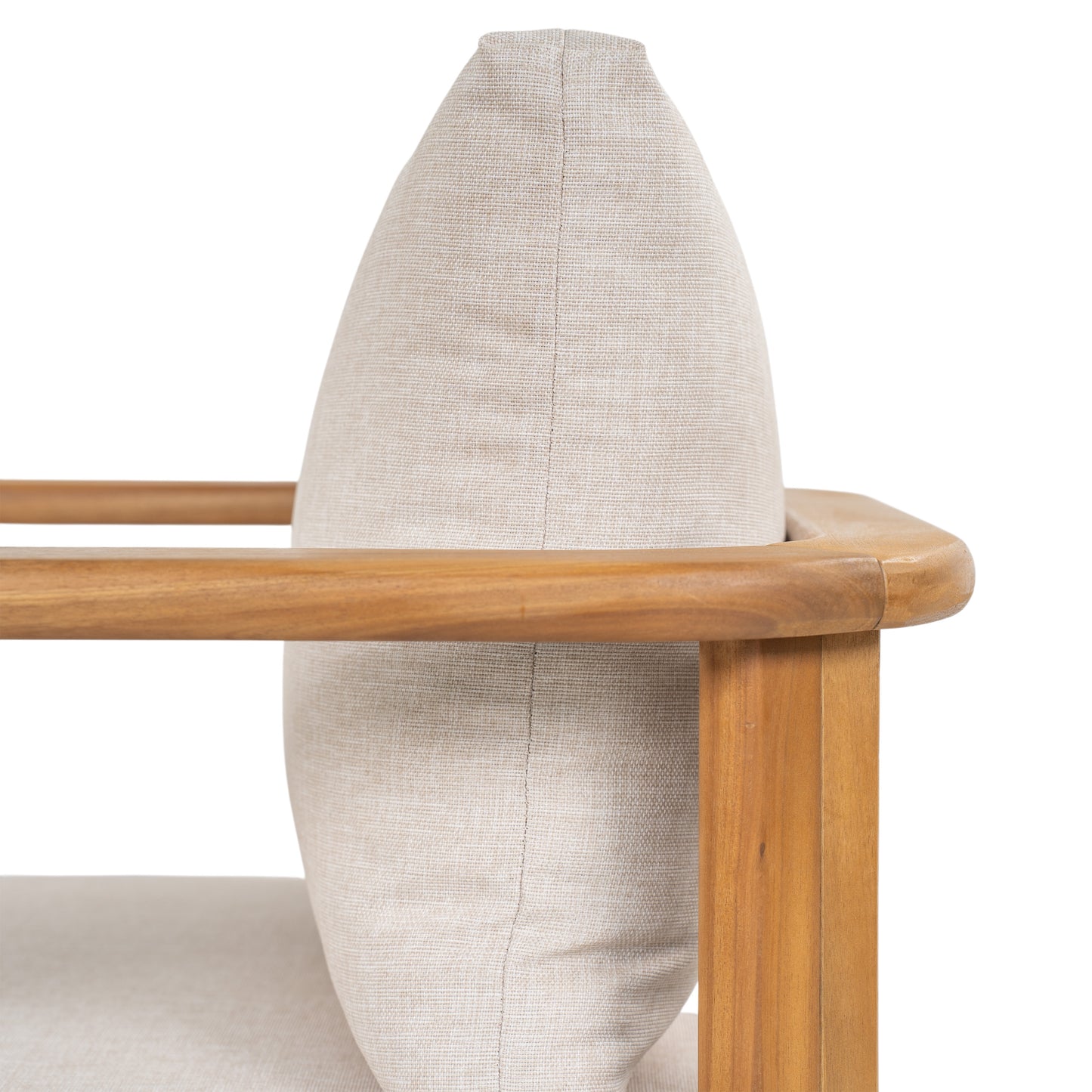 Kaja Outdoor Acacia Wood Dining Chair, Teak Finish Frame With Beige Cushion, Set of 2