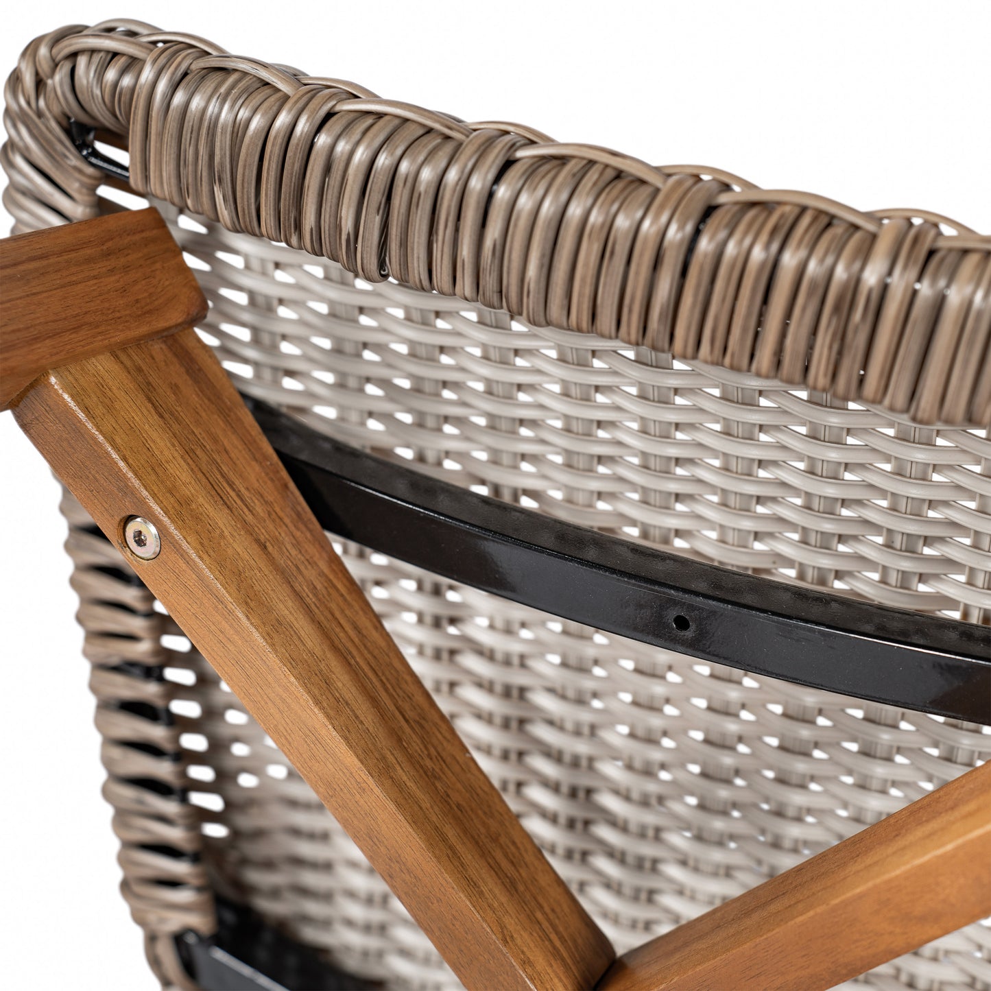Lymington Outdoor Bar Stool, Teak Finished Wood with Light Brown Wicker, Set of 2