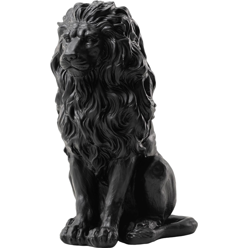 20.5" Lion Statue, Resin Outdoor Guardian Sculpture, Simulated Animal Decor for Villa, Garden, Park & Resort, Patriotic Independence Day Decoration for Home & Courtyard
