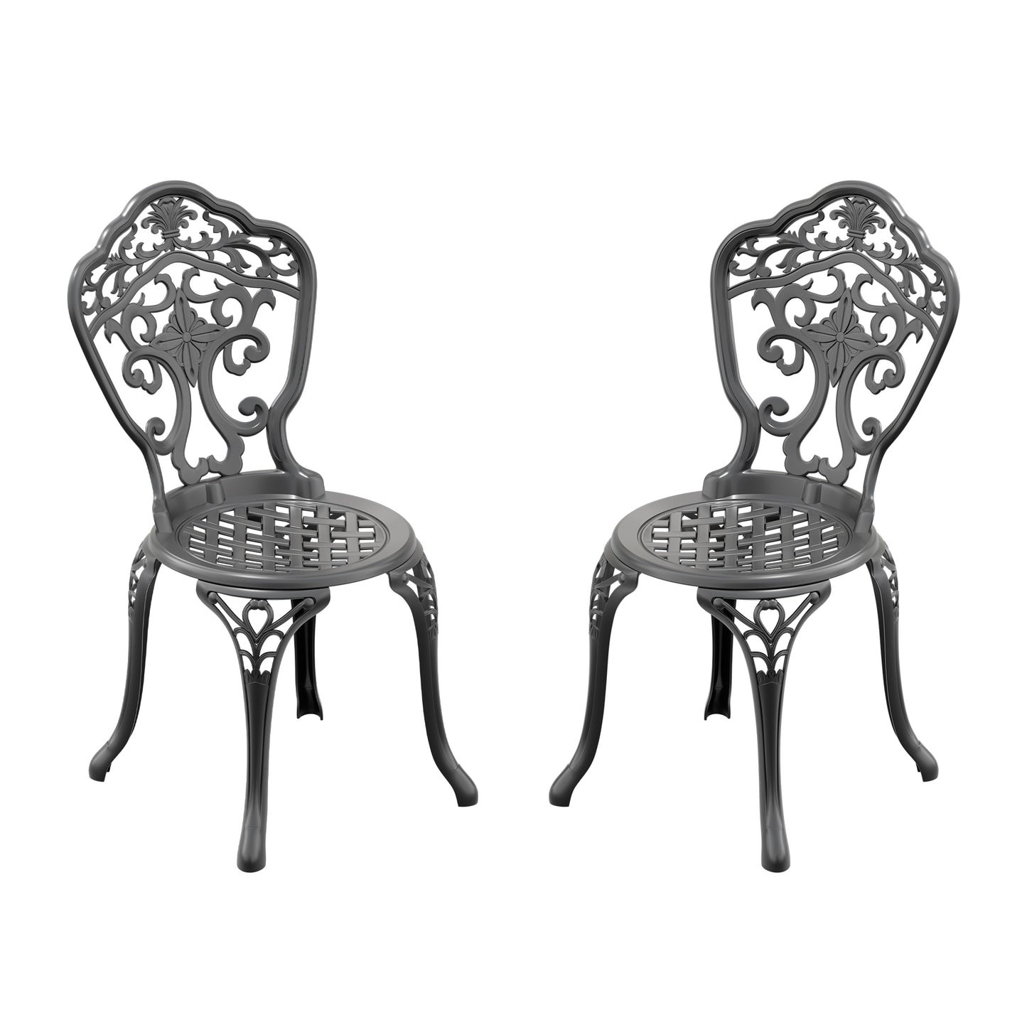 Cast Aluminum Patio Dining Chair 2PCS With Black Frame