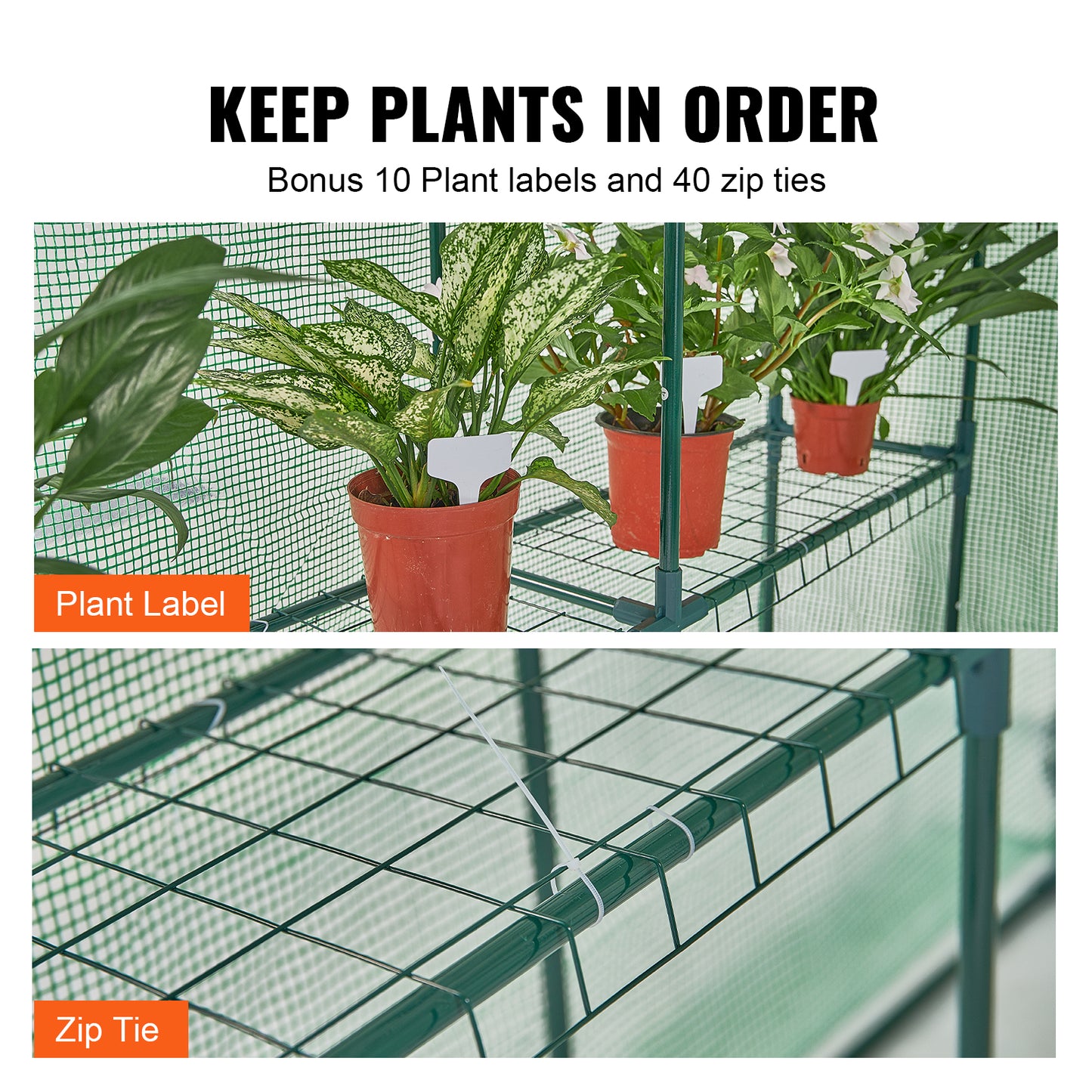 Walk-in Green House, 4.6 x 4.6 x 6.6 ft , Greenhouse with Shelves, High Strength PE Cover with Zipper Door and Steel Frame, Assembly in Minutes, Suitable for Planting and Storage