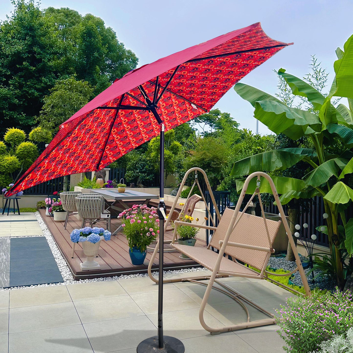 9FT UMBRELLA Ice Pattern + Orange