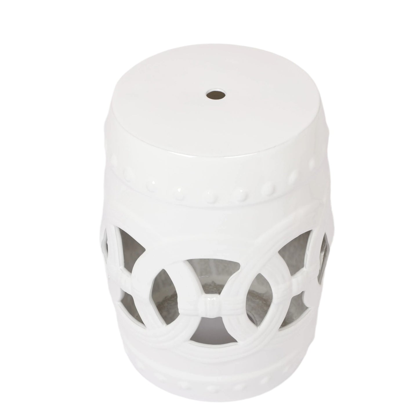 10.5" x 17" Glazed Ceramic Drum Stool - Indoor/Outdoor Side Table - Accent Garden Stool