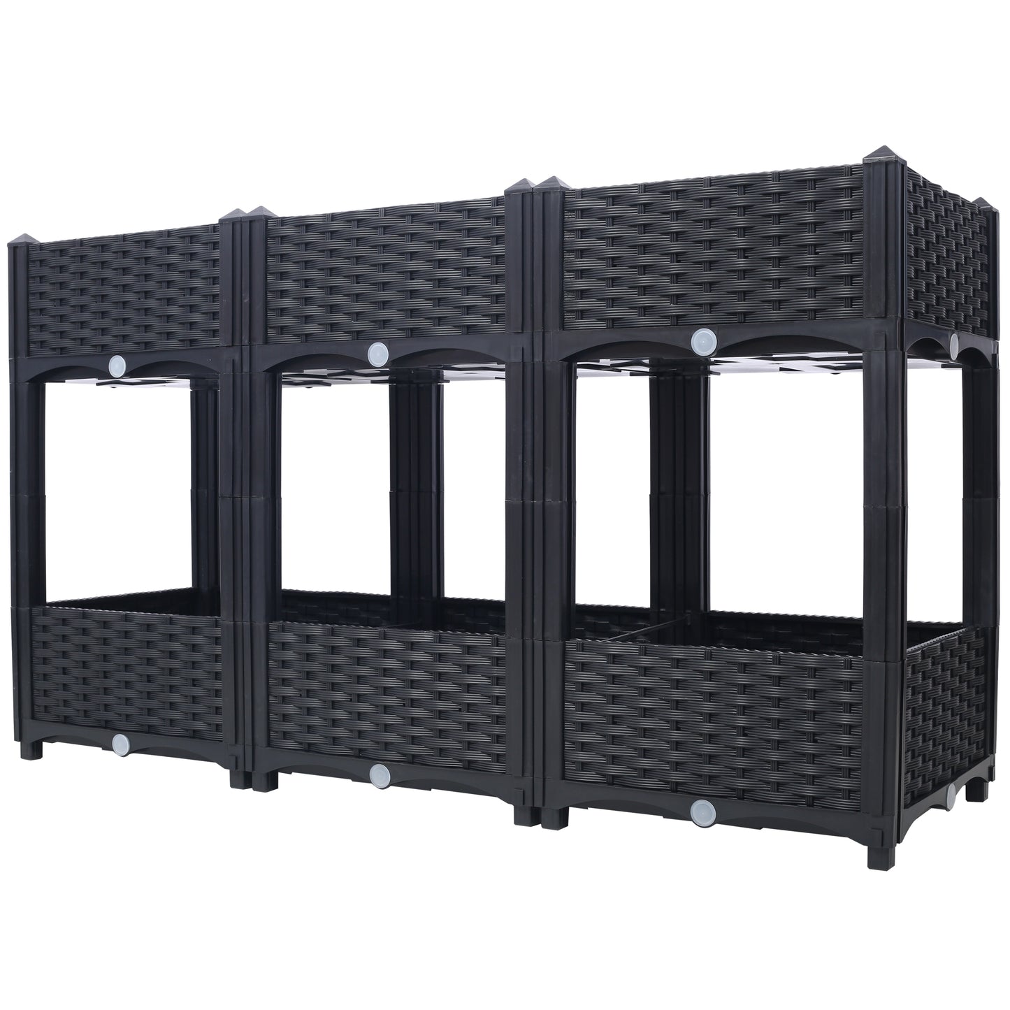 Planter Raised Beds - Elevated Planter Garden Box with Drainage Plug Raised Garden Beds for Vegetable/Flower/Herb Outdoor Standing Planter Beds Gardening Kit,Black,47.2"x15.7"x27.7"