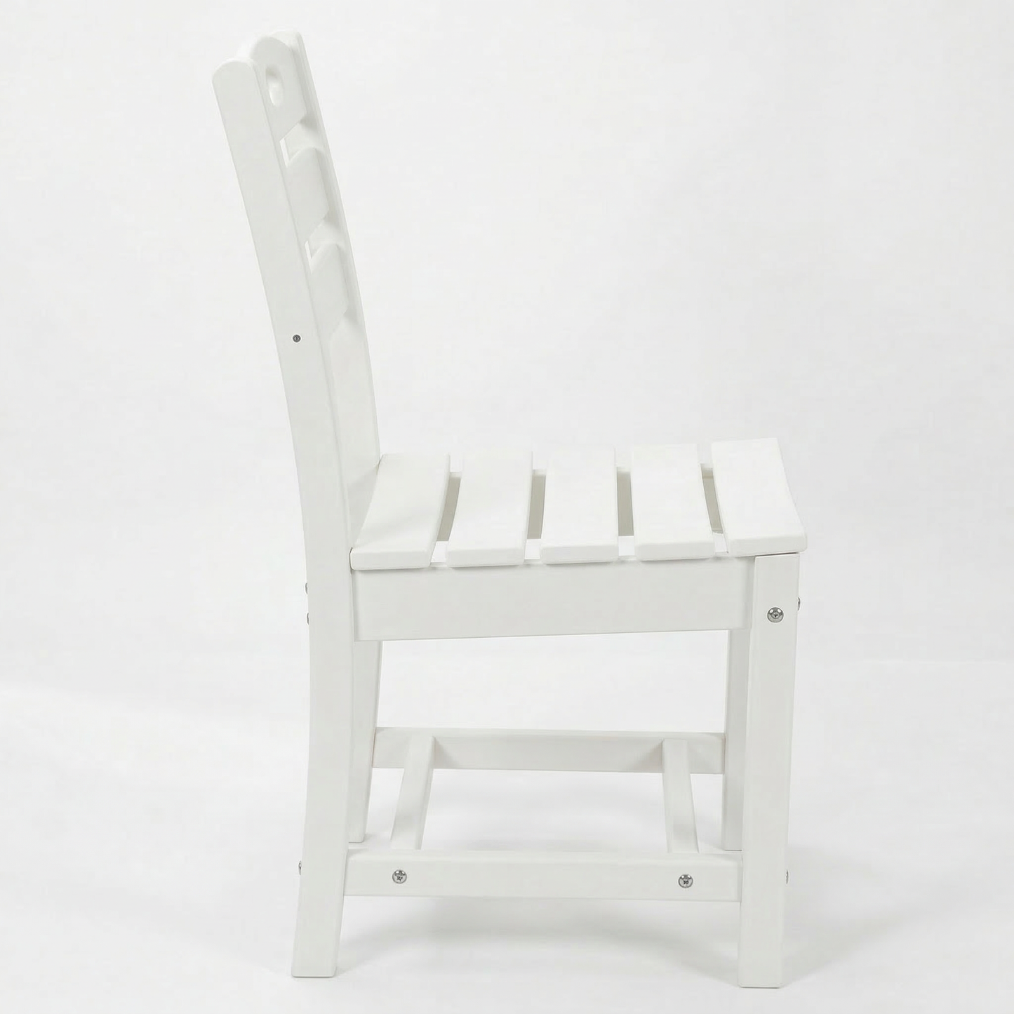 Set of 2 White HDPE Patio Dining Chairs, Armless Outdoor Side Chairs