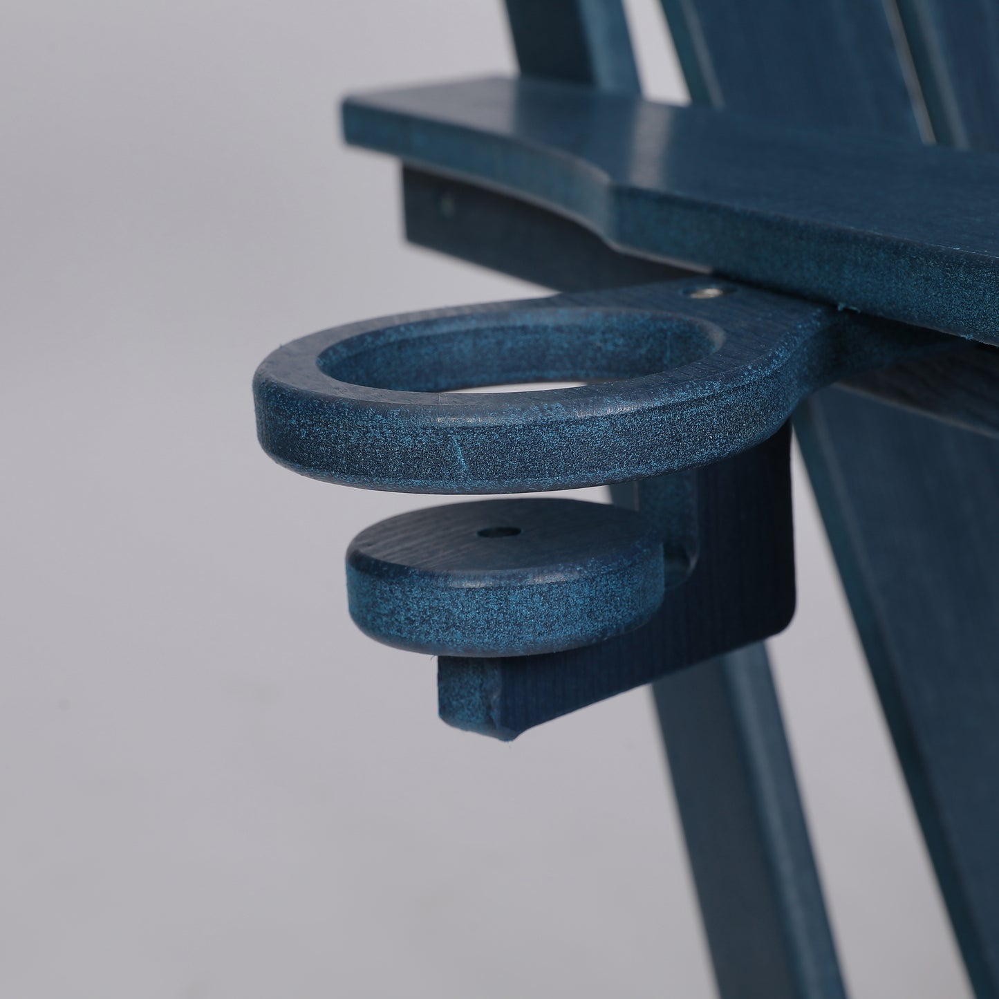 HDPE Folding Adirondack Chair with Dual Cup Holder - Composite Adirondack Chair with Wood Texture- ,Navy Blue
