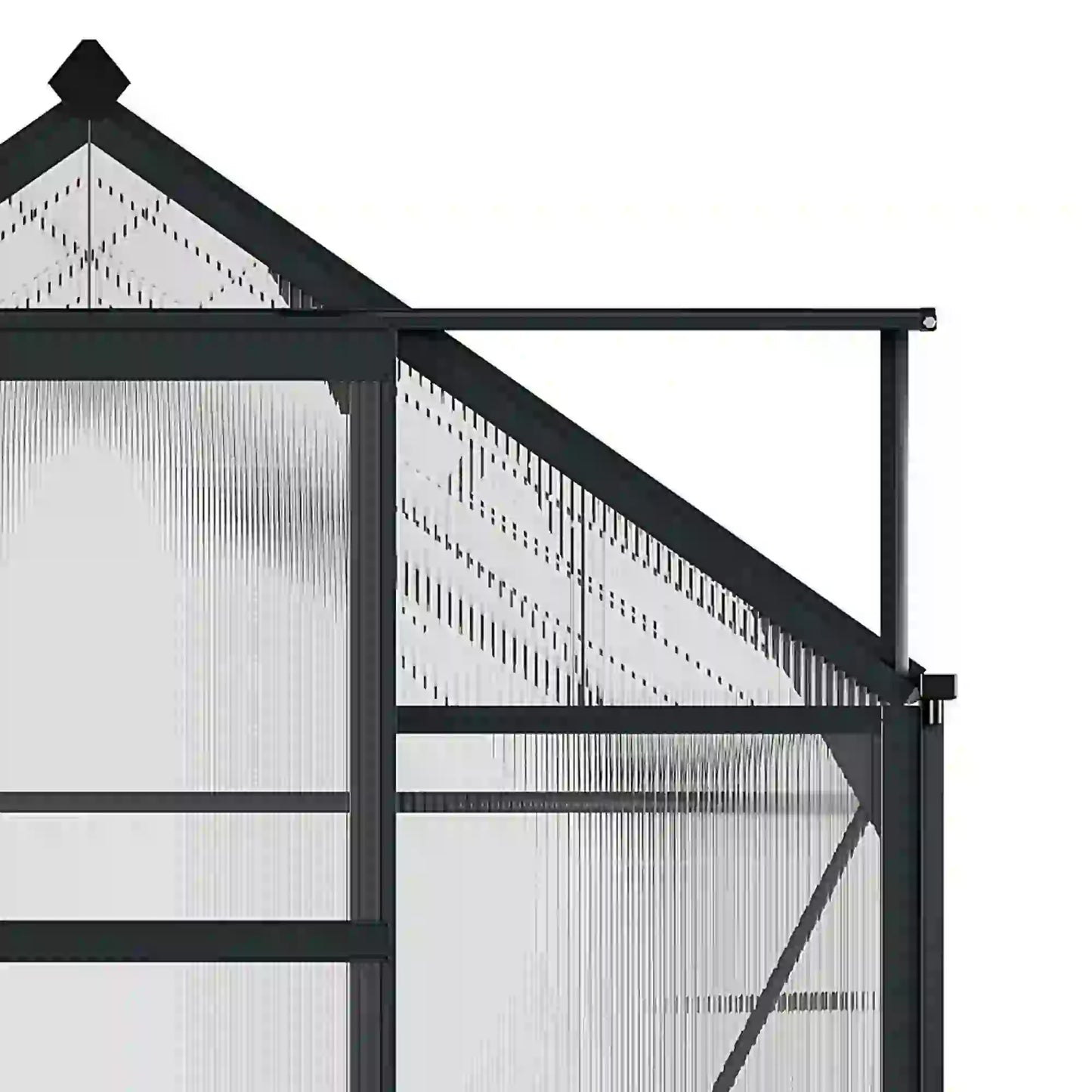 6.2'x8.3'x6.6' Gray Outdoor Aluminum Walk-in Polycarbonate Greenhouse