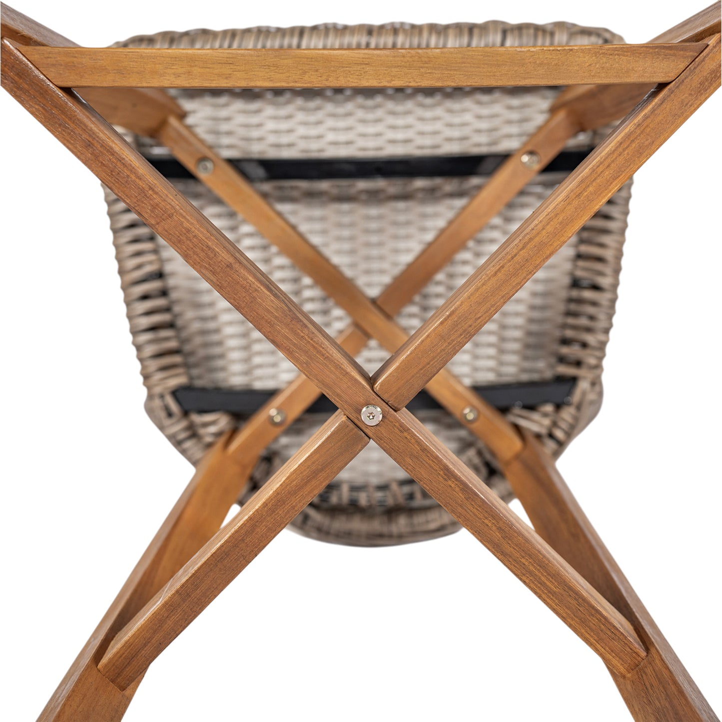 Lymington Outdoor Bar Stool, Teak Finished Wood with Light Brown Wicker, Set of 2