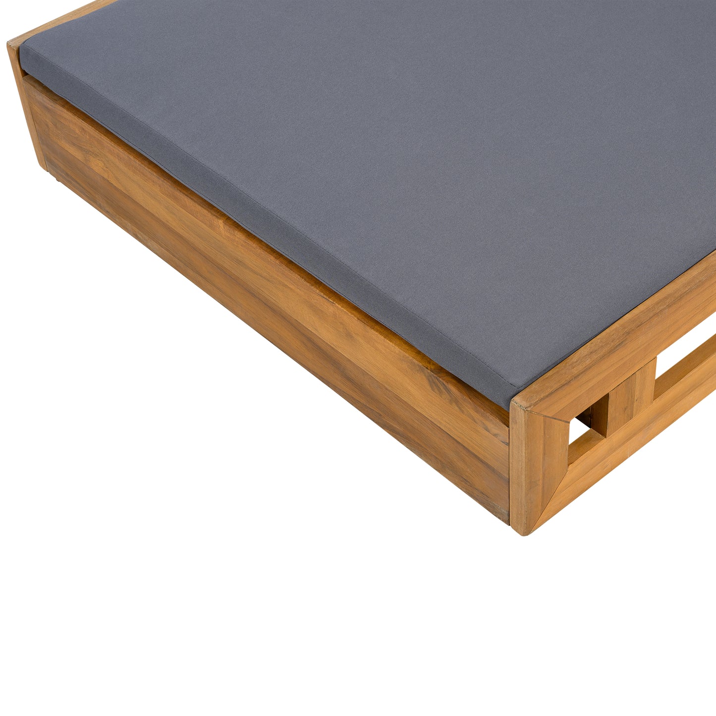 LOUNGE CHAISE SET,ACACIA WOOD WITH WATER-RESISTANT LOUNGE CUSHIONS (Dark Grey/ & 2 INCH THICK) - MATCHING CREAM/LEAF COCONUT VERSION AVAILABLE