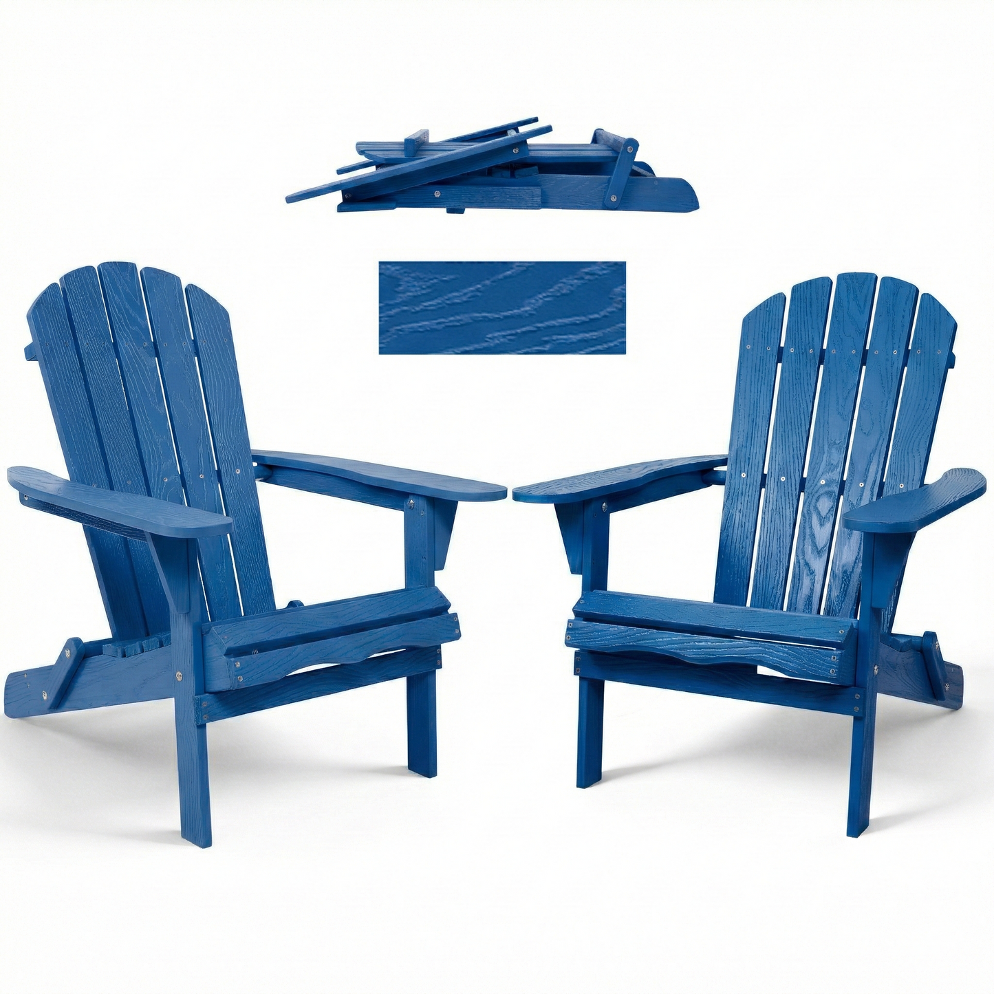 Wood Lounge Patio Chair for Garden Outdoor Wooden Folding Embossed Adirondack Chair Solid Wood Lounge Patio Chair with Wood Grain
